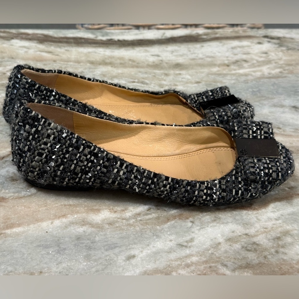 Women’s TORY BURCH grey tweed flats- Size 8.5 - Picture 6 of 9